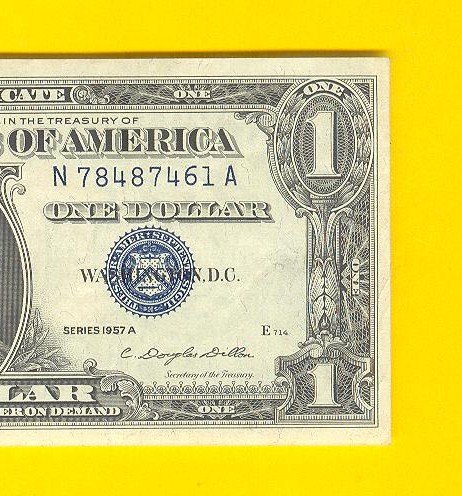 1957a = $1.00 = SILVER certificate = N78487461A