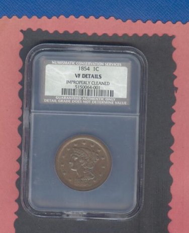 1854 = 1 cent  =  VF details