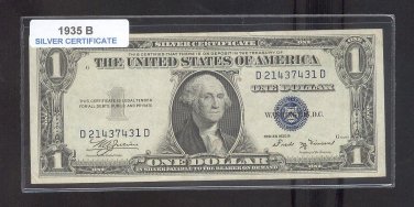 1935b = $1.00 = SILVER Certificate = D21437431D