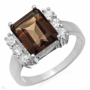 3.55ctw Octagon Smokey Topaz Ring Size 6