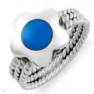 Turquoise Flower .925 Sterling Silver Ring Sz 6