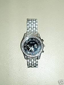 PLATINUM ICED OUT HIPHOP BLING BLACK FACE MENS WATCH