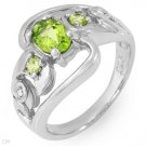 1.11ctw Genuine Diamond and Peridot Ring Sz 6 (SALE)