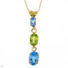 1.60 Ct Peridot & Topaz 10kt Gold Pendant Necklace