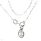 CZ SOLITAIRE PENDANT NECKLACE .925 SILVER 18" CHAIN