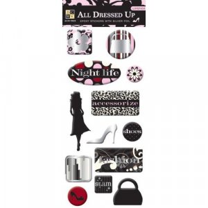 Die-cut with a view - all dressed up - lipstick - epoxy stickers with silver foil