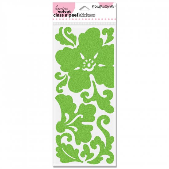 Stampendous class a' peel scrollwork flowers velvet lime