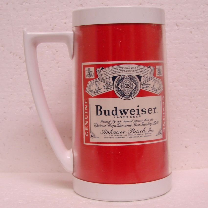 BUDWEISER LAGER BEER Plastic Insulated Mug AnheuserBusch, Inc. St