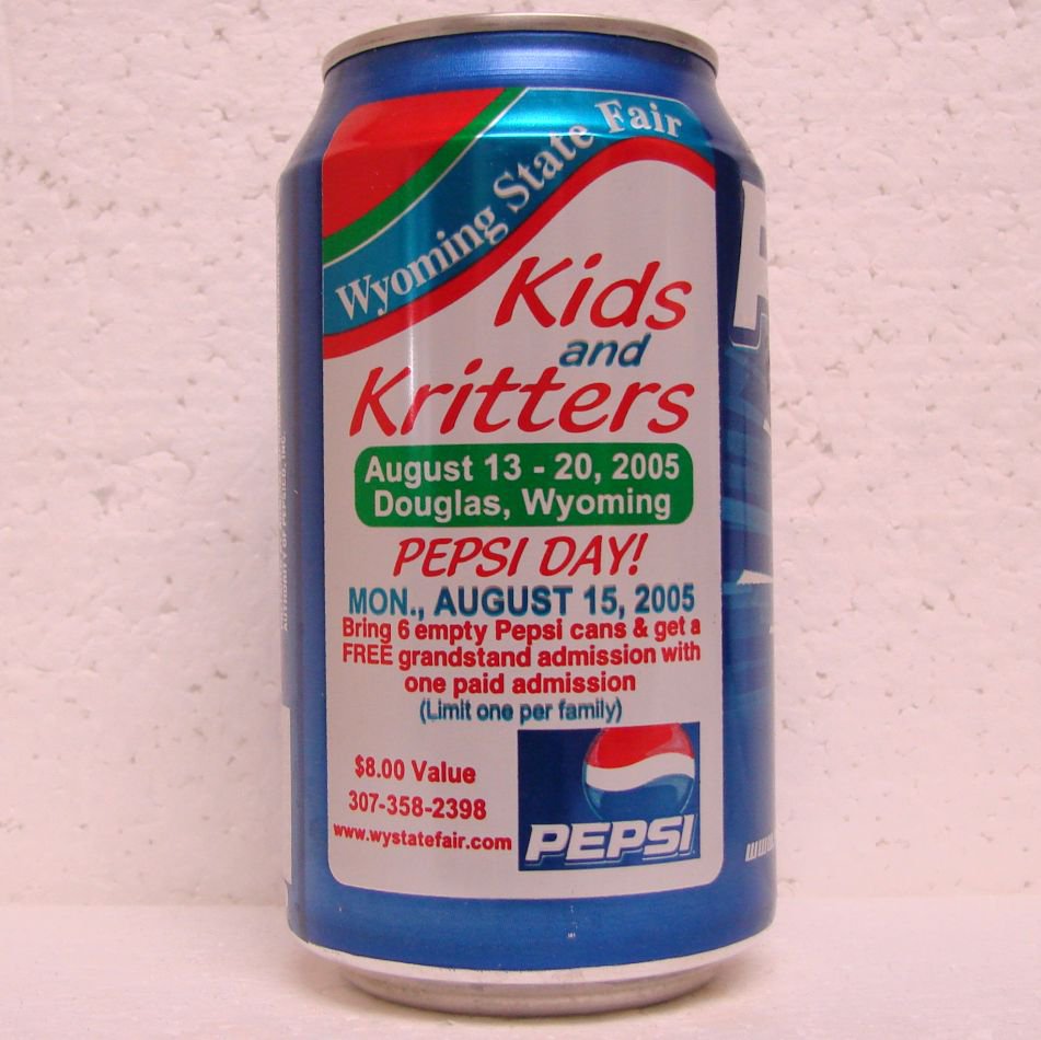 PEPSI Can Wyoming State Fair Kids and Kritters 2005 Douglas, WY alum. 12 oz.