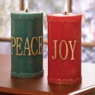 Festive Christmas Pillar Candle Holder Red Green Set Of 2