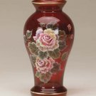 Handpainted Ruby Vase Victorian Roses