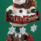 Spring Mounted Snowman Display Ceramic Finish
