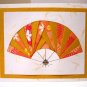 All-Occasion Handcrafted Greeting Card Oriental Fan Golden Orange