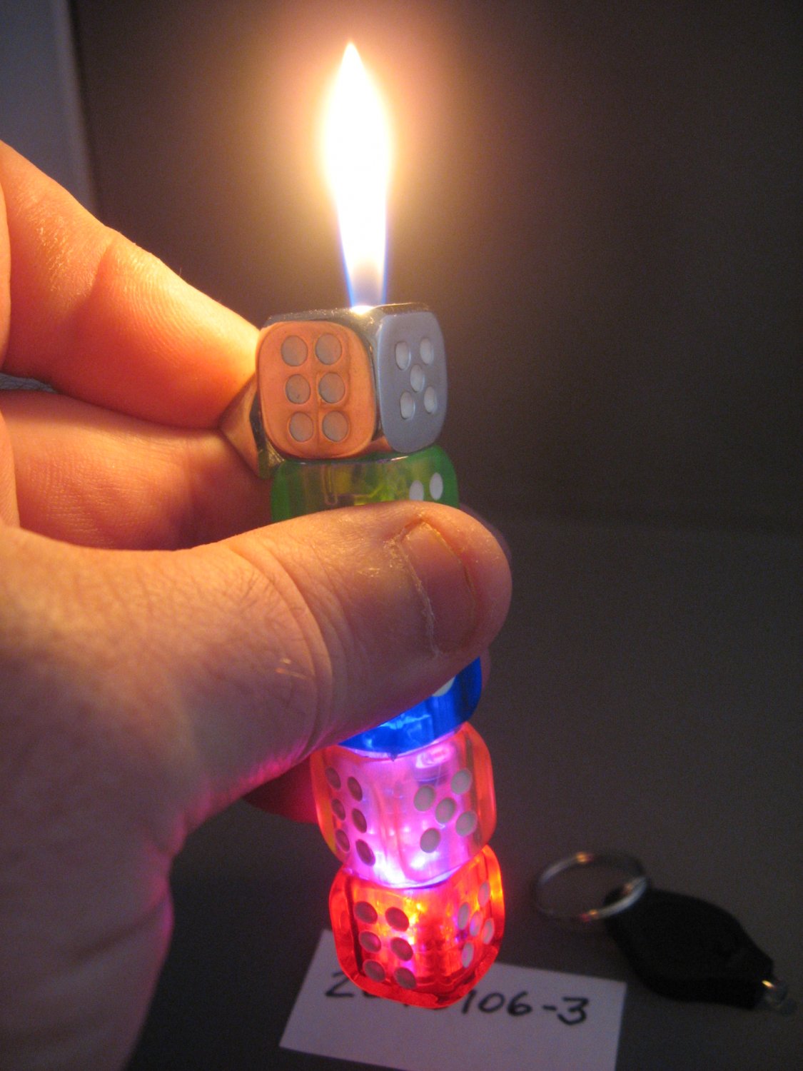 Flashing LED Dice Lighter Perfect Las Vegas Butane Fueled Lighter