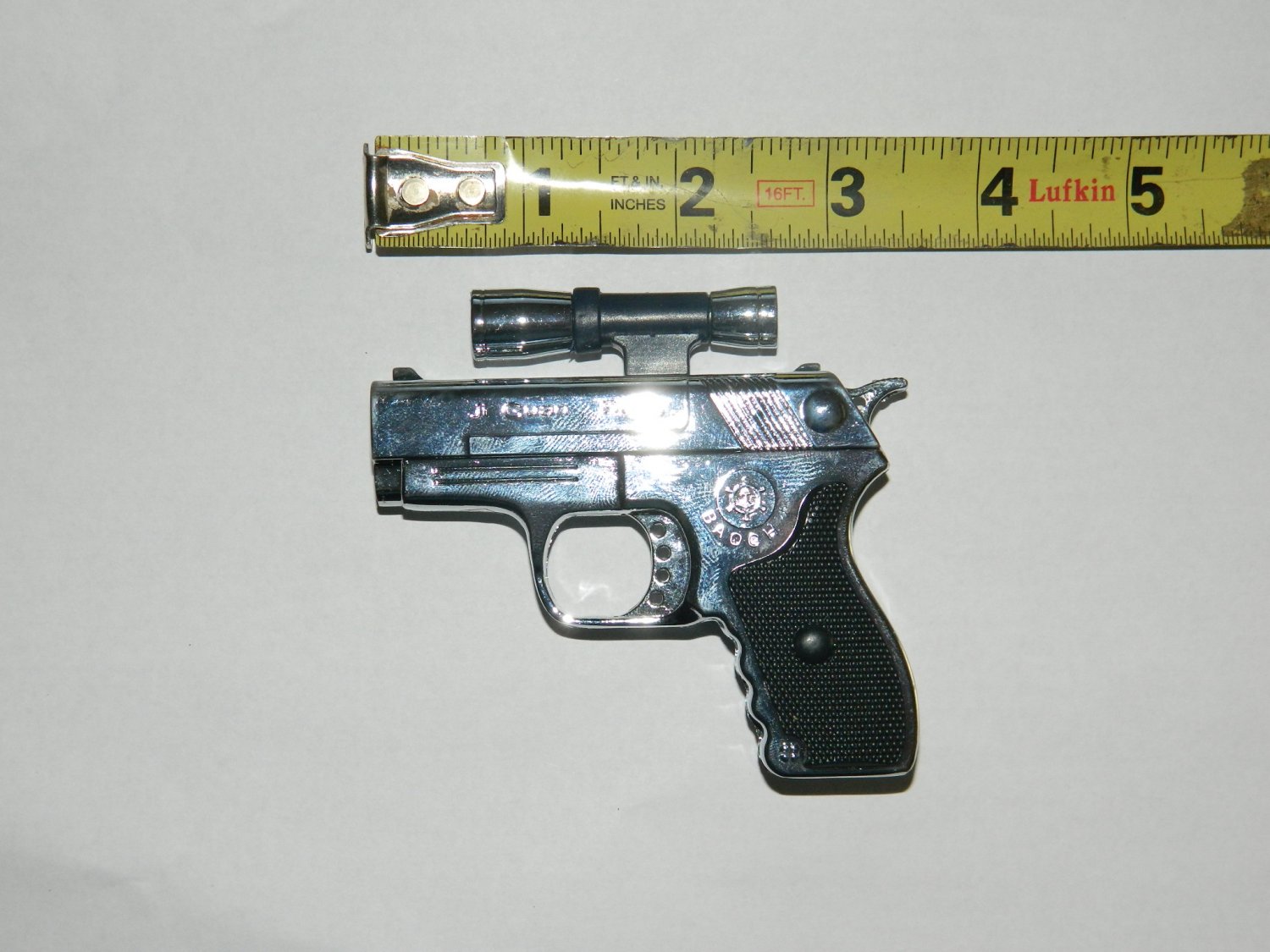 Chrome Pistol Gun Shaped Jet Torch Lighter With USA Legal Red Laser