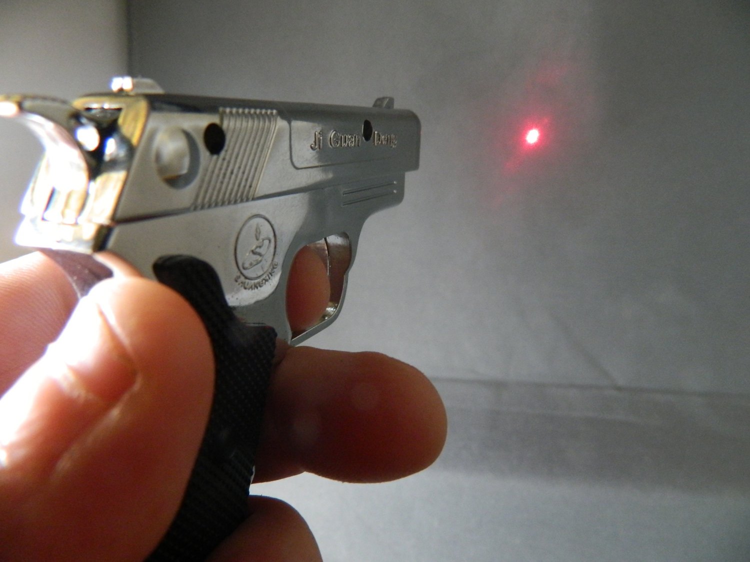 Chrome Gun Pistol Shaped Jet Torch Lighter With Red Laser USA Stocked