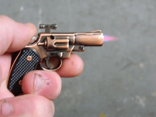 Brass Color Small Gun Pistol Shaped Jet Torch Lighter