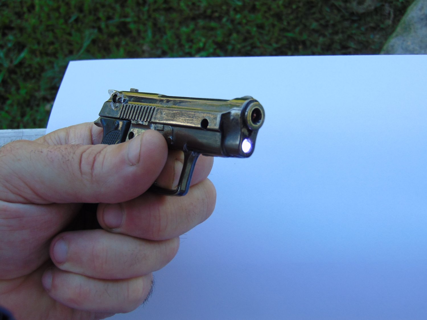 Sleek Gun Pistol Shaped Jet Torch Lighter With White LED Light