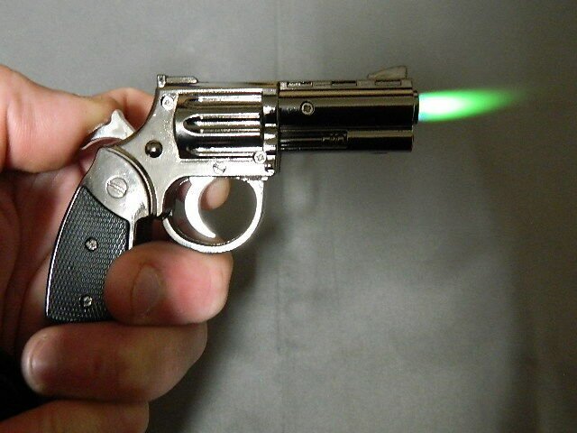 Medium Size Pistol Gun Revolver Jet Torch Lighter With White LED ...