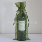 6 Moss Green Organza Bags - Bottle/Wine Bags Gift Pouch Wedding Favors, 6" x 14"