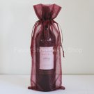 6 Burgundy Organza Bags - Bottle/Wine Bags Gift Pouch Wedding Favors, 6" x 14"