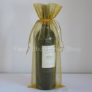 6 Gold Organza Bags - Bottle/Wine Bags Gift Pouch Wedding Favors, 6" x 14"
