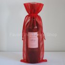 6 Red Organza Bags - Bottle/Wine Bags Gift Pouch Wedding Favors, 6" x 14"
