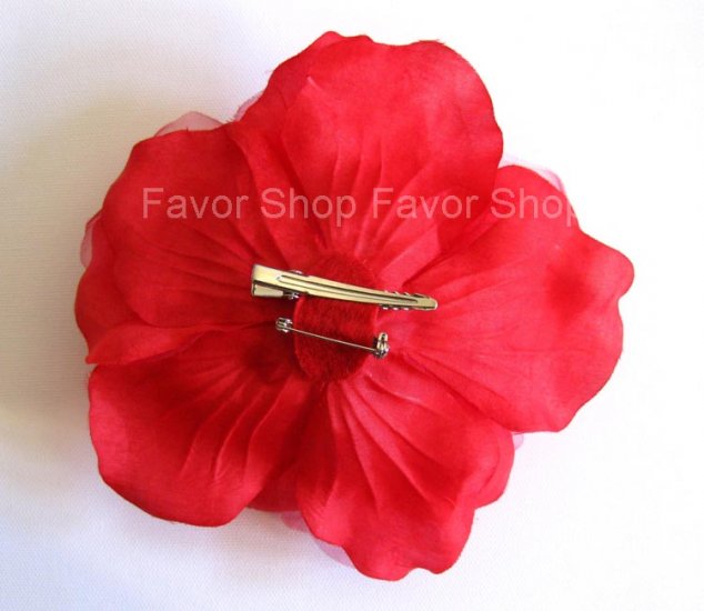 6 inch RED Silk Rose Wedding Bridal Hair Flower Clip