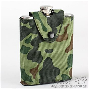 Brand New! Stainless Steel Hip Flask Liquor Alcohol With Camouflage Pouch 7oz