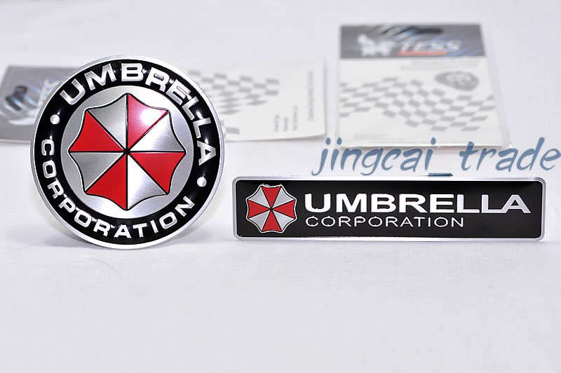 2 pcs Umbrella Corporation Aluminium Decal Badge Emblem Universal for Car Auto
