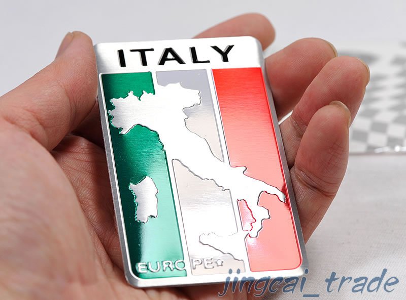 Italy Map Flag Aluminium Decal Badge Emblem Sticker Universal for Auto Car SUV