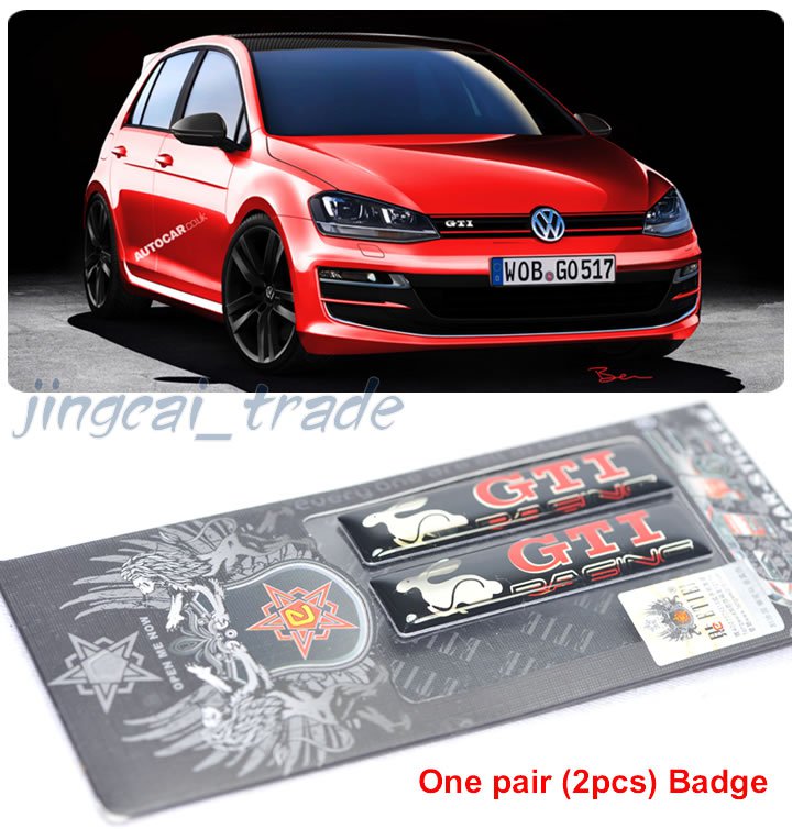 Pair 2 Pcs Rabbit Gti Epoxy Aluminium Car Decal Badge Emblem For Volkswagen Vw 