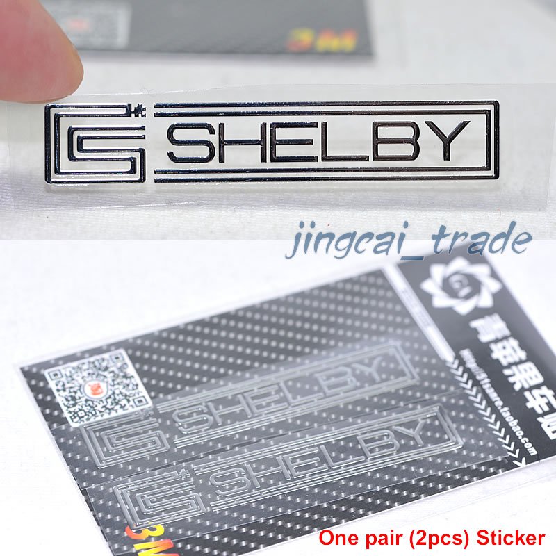 Pair (2 pcs) Polished Chrome SHELBY Logo Car Auto Emblem Sticker Decal