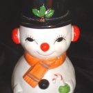 Vintage Snowman Plastic Bank Hand Painted Japan Holly On Hat