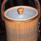 Culver Rattan Blue 3qt Mint in Box Ice Bucket 5th Ave NY Vintage 1987