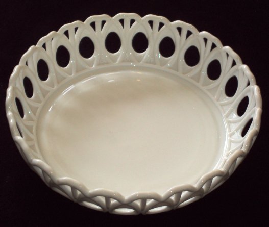 Vintage Milk Glass Bowl / Open Lacework Design / Compote / Fruit Bowl