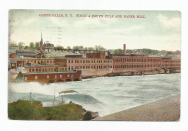 Finch & Pruyn Pulp and Paper Mill Glens Falls New York Postcard 1909