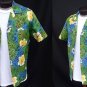 Vintage 60s Mens Lauhala Loop Collar Tropical Hibiscus Batik Print Hawaiian Cotton Shirt - M