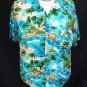 Vintage 60s Mens Jamaica Scenic Pictorial Tiki Print Cold Rayon Aloha Hawaiian Shirt - XXL - 2XL