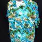 Vintage 60s Mens Jamaica Scenic Pictorial Tiki Print Cold Rayon Aloha Hawaiian Shirt - XXL - 2XL