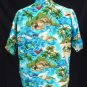 Vintage 60s Mens Jamaica Scenic Pictorial Tiki Print Cold Rayon Aloha Hawaiian Shirt - XXL - 2XL