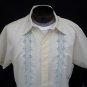 Vintage 60s Mens Embroidered Cutwork Philippines Barong Hand Made Cotton Shirt - XL to XXL