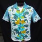 Vintage 50s Mens Reef Border Print Cotton Barkcloth Loop Collar Hawaiian Shirt Metal Buttons M