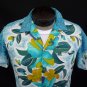 Vintage 50s Mens Reef Border Print Cotton Barkcloth Loop Collar Hawaiian Shirt Metal Buttons M