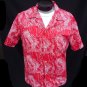 Vintage 70s Mens Red and White Wahine Hula Girl Print VLV Aloha Hawaiian Cotton Shirt - Size L
