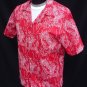 Vintage 70s Mens Red and White Wahine Hula Girl Print VLV Aloha Hawaiian Cotton Shirt - Size L