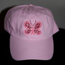Ladies Embroidered Pink Polo Style Hat- Breast Cancer Butterfly