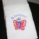 Embroidered Personalized Burp Cloth for Girl- Baby Butterfly