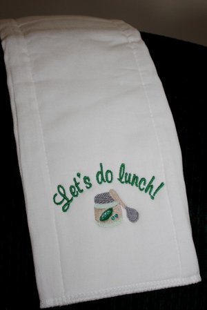 Embroidered Burp Cloth- Let's Do Lunch
