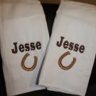Embroidered Personalized Burp Cloth Set of 2- Horseshoe